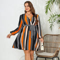 V-neck Lace-up Plus Size Dress