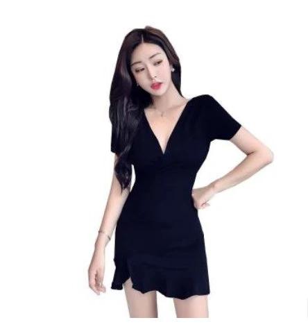 V-Neck High Waist Slimming Fish Tail Dress