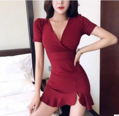 V-Neck High Waist Slimming Fish Tail Dress