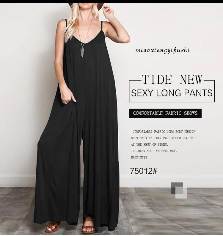 Flowy V Neck Wide Leg Jumpsuit/Romper