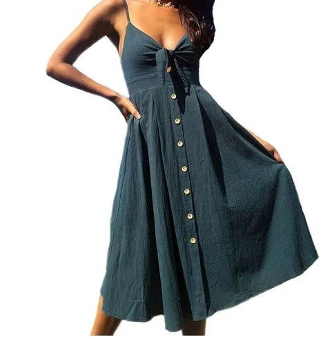 Women's Summer Sleeveless Backless Strap Close-fitting Long Dress