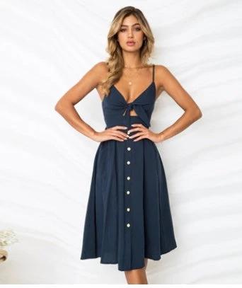 Women's Summer Sleeveless Backless Strap Close-fitting Long Dress