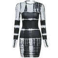 Tie Dye Fashion Long Sleeve Short Dress