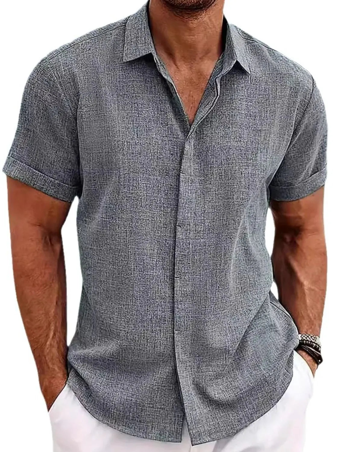 Men's Collared Neck Short Sleeve Shirt