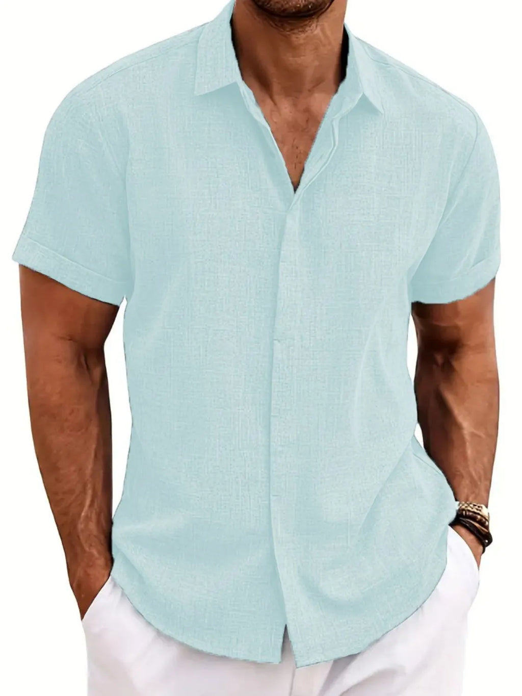 Men's Collared Neck Short Sleeve Shirt