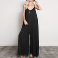 Flowy V Neck Wide Leg Jumpsuit/Romper