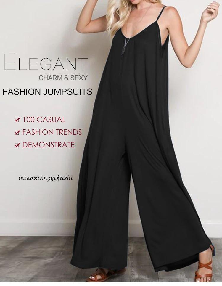 Flowy V Neck Wide Leg Jumpsuit/Romper