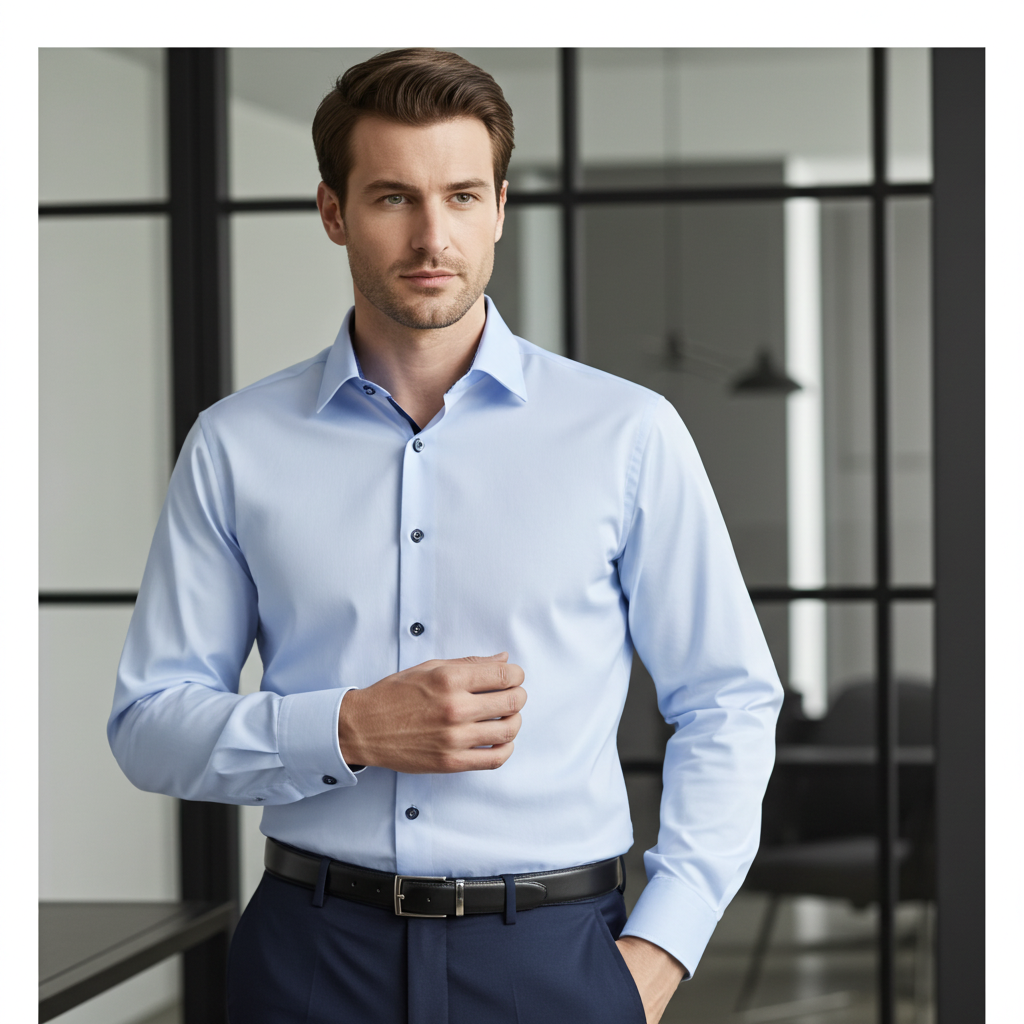 Ralph// Fitted Cotton Knit-Stretch Button-Up Shirt - Blue