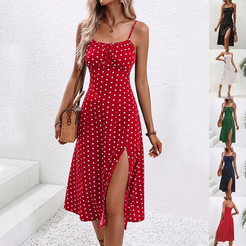 New Polka Dot Print Suspender Summer Dress