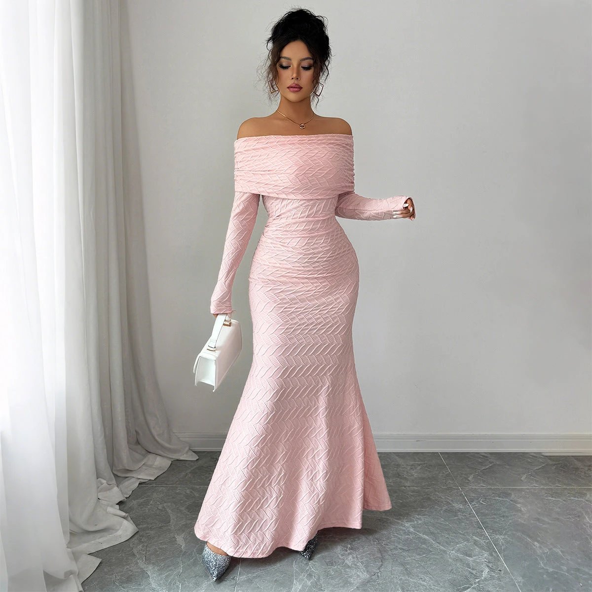 Elegant Off-Shoulder Long Sleeve Dress