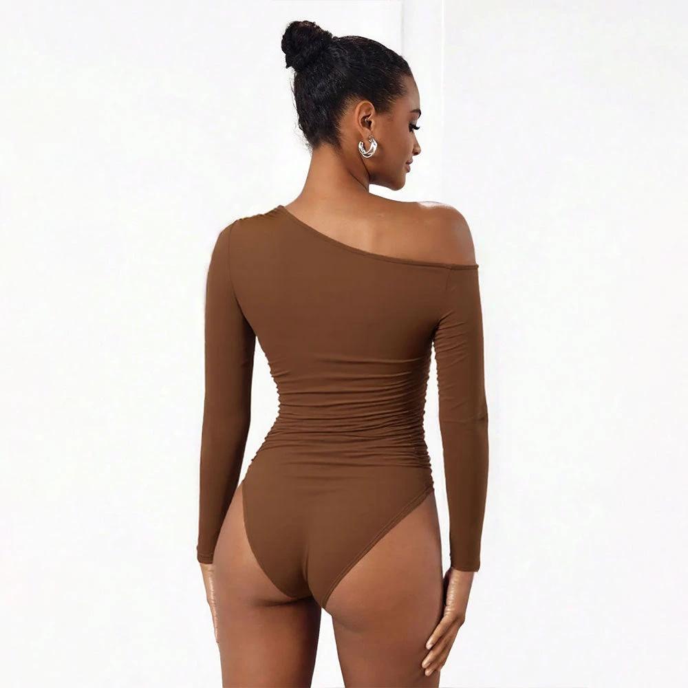 Women's Off-One Shoulder Long-Sleeved Bodysuit