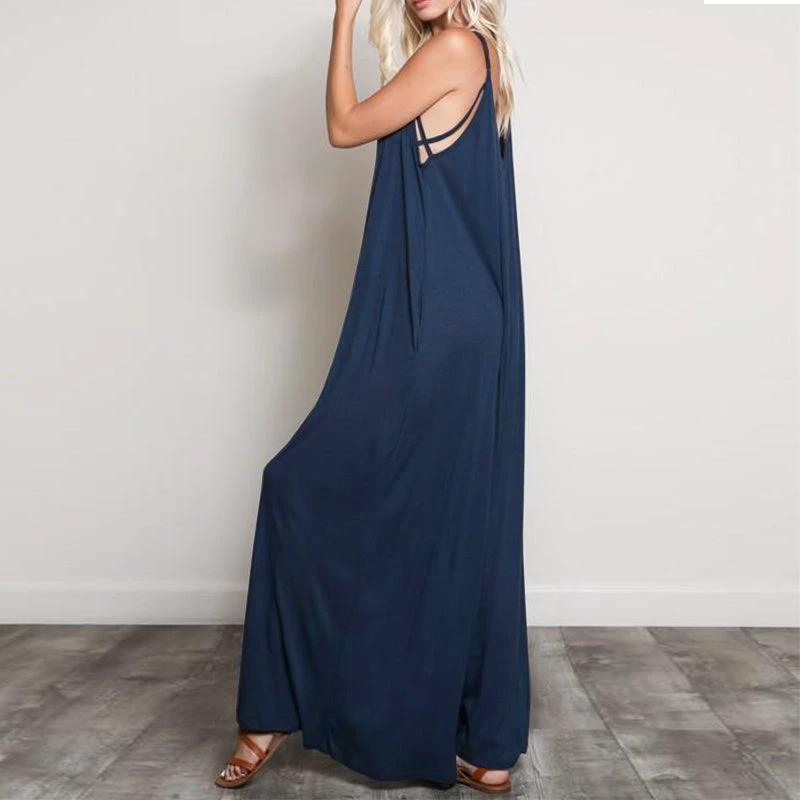Flowy V Neck Wide Leg Jumpsuit/Romper