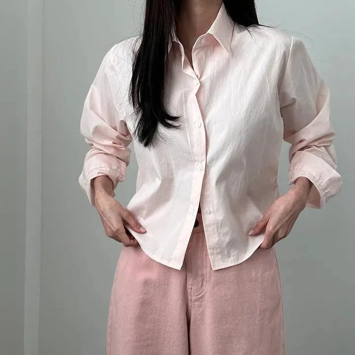 Women's Loose Fit Button Up Petite Shirt