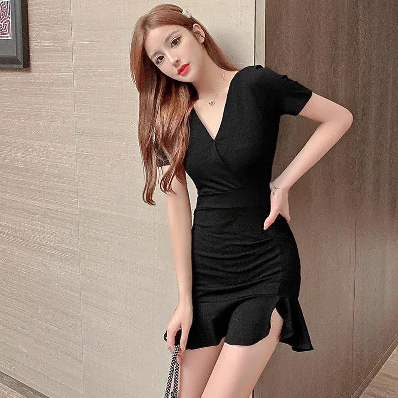 V-Neck High Waist Slimming Fish Tail Dress