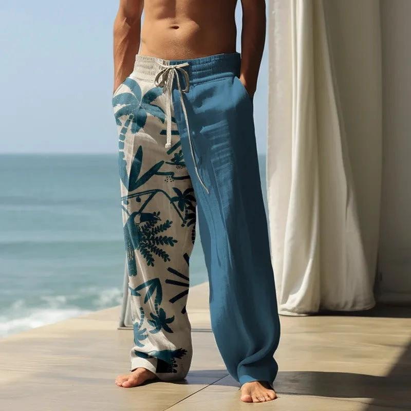 Men's Casual Drawstring Beach Wide Leg Pants