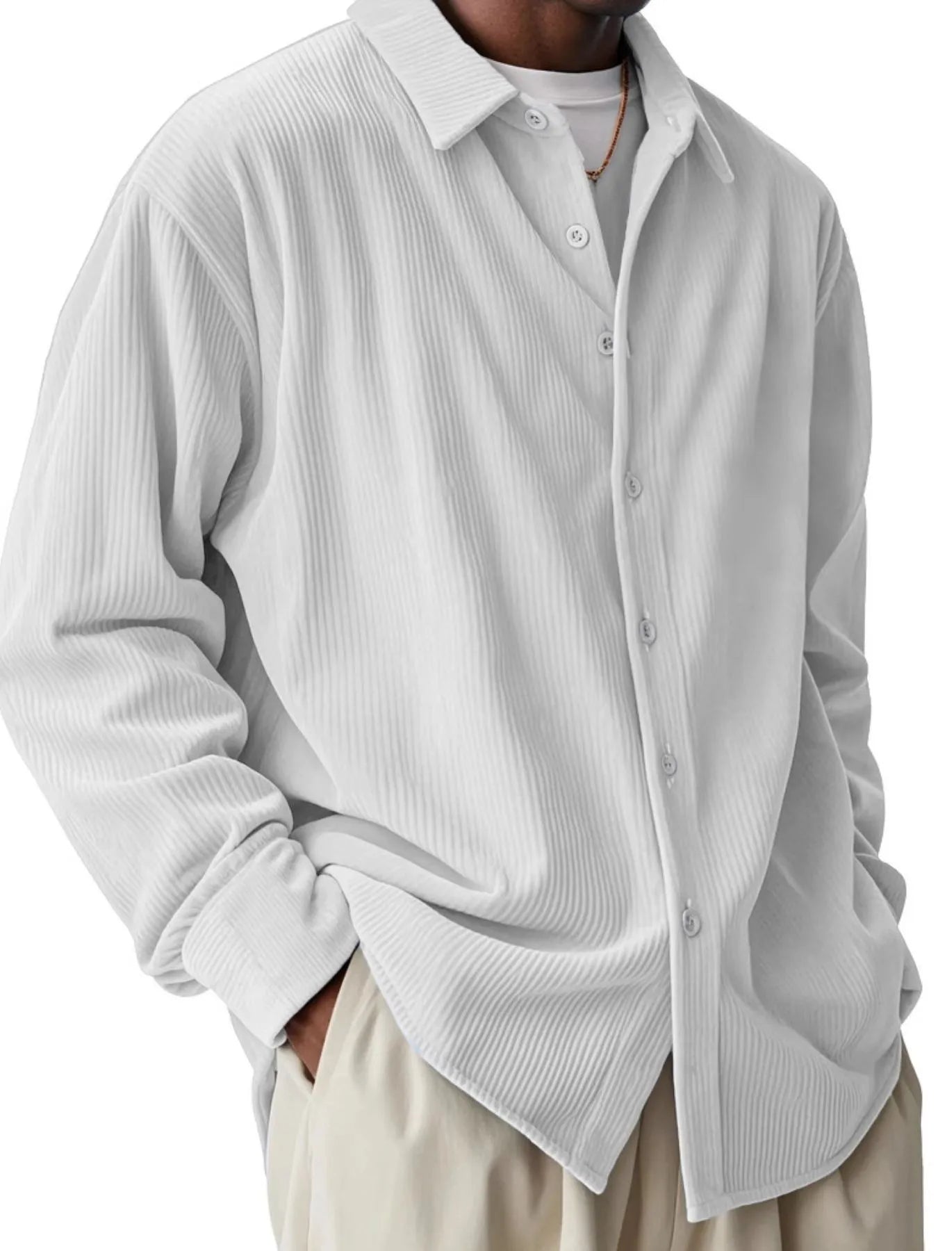 Men's Textured Button-Down Corduroy Shirt