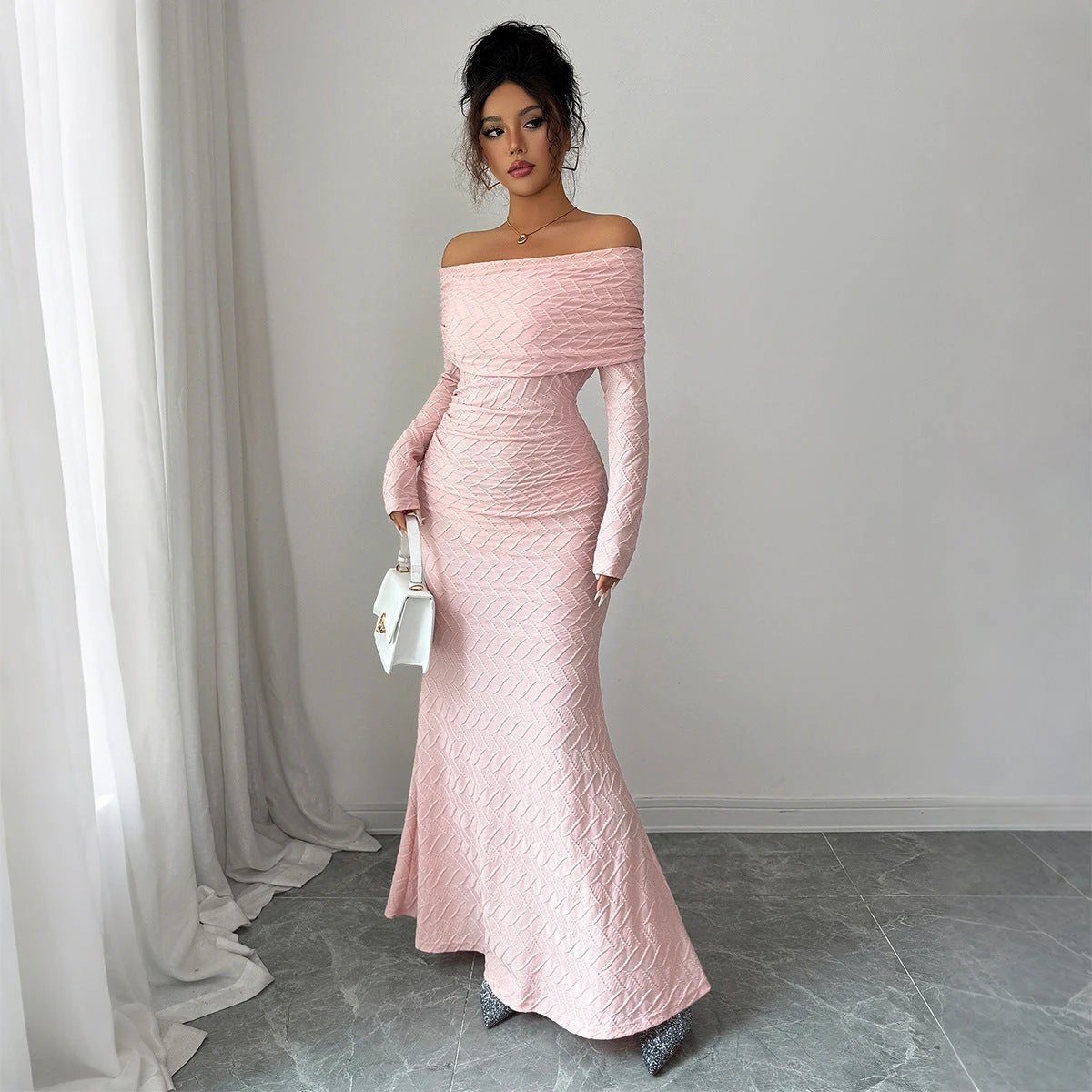Elegant Off-Shoulder Long Sleeve Dress