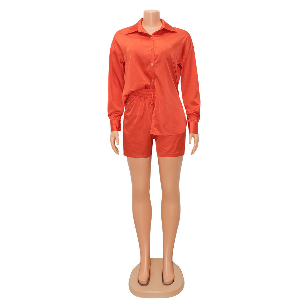 Women's Long Sleeved Two-piece Shorts Set