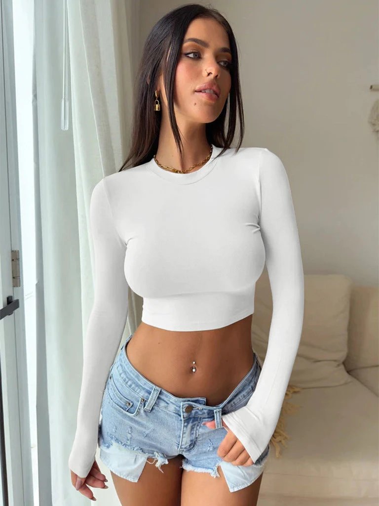 Slim Long Sleeve Short Top T-Shirt