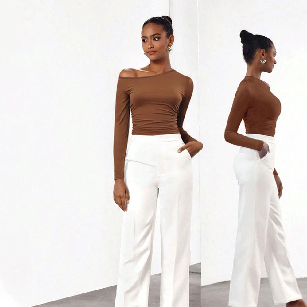 Women's Off-One Shoulder Long-Sleeved Bodysuit