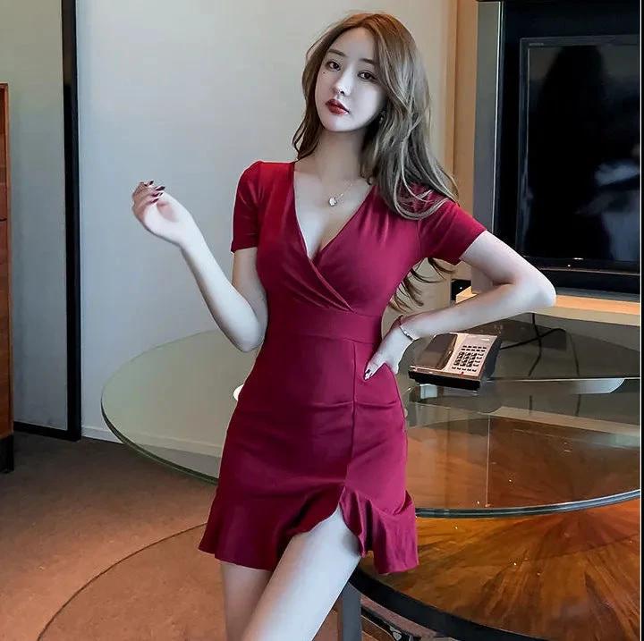 V-Neck High Waist Slimming Fish Tail Dress