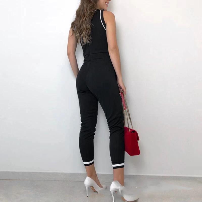 Chic Black & White Sleeveless Jumpsuit