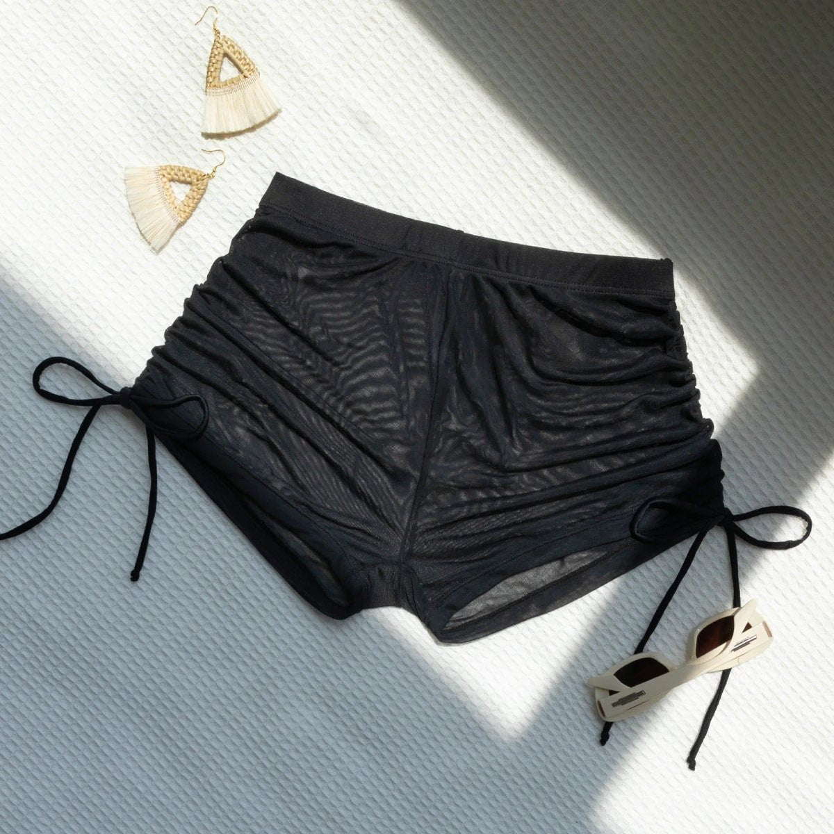 Sexy Beach Mesh Drawstring Shorts
