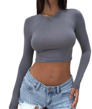 Slim Long Sleeve Short Top T-Shirt