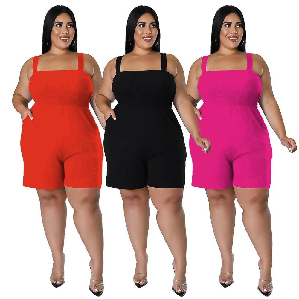 Fashionable Solid-Color Slim-Fit Ruched Backless Romper