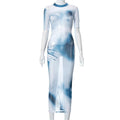Printed Long Mesh Dress