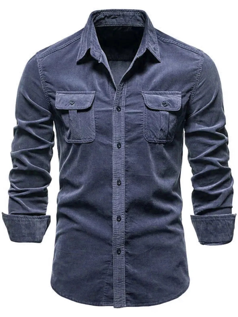 Men's Collared Neck Button Down Shirt w/Chest Pockets