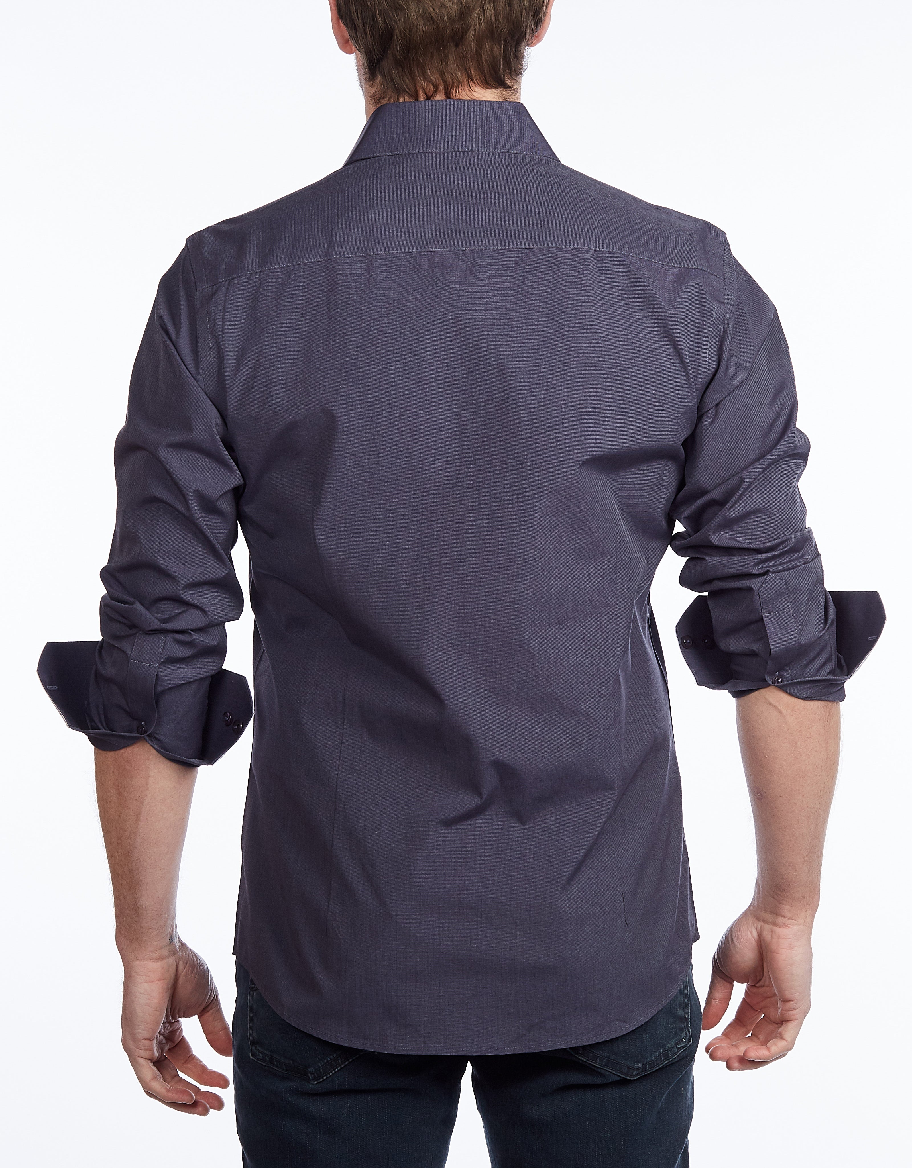Contrast Collar Button-Up Shirt - final sale