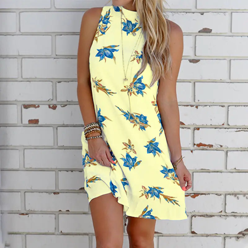 Multicolor Sleeveless Halter Dress for Women