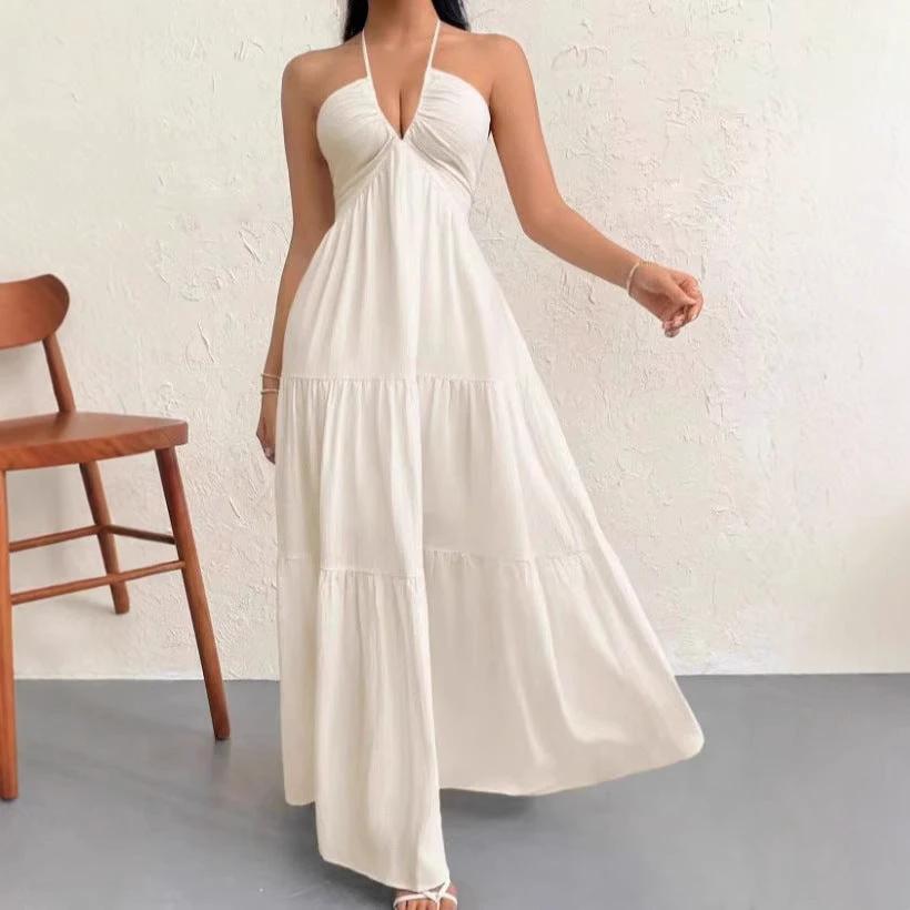 Halter Flowy Maxi Dress w/Tie back