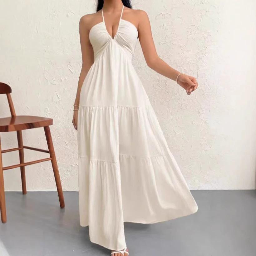 Halter Flowy Maxi Dress w/Tie back