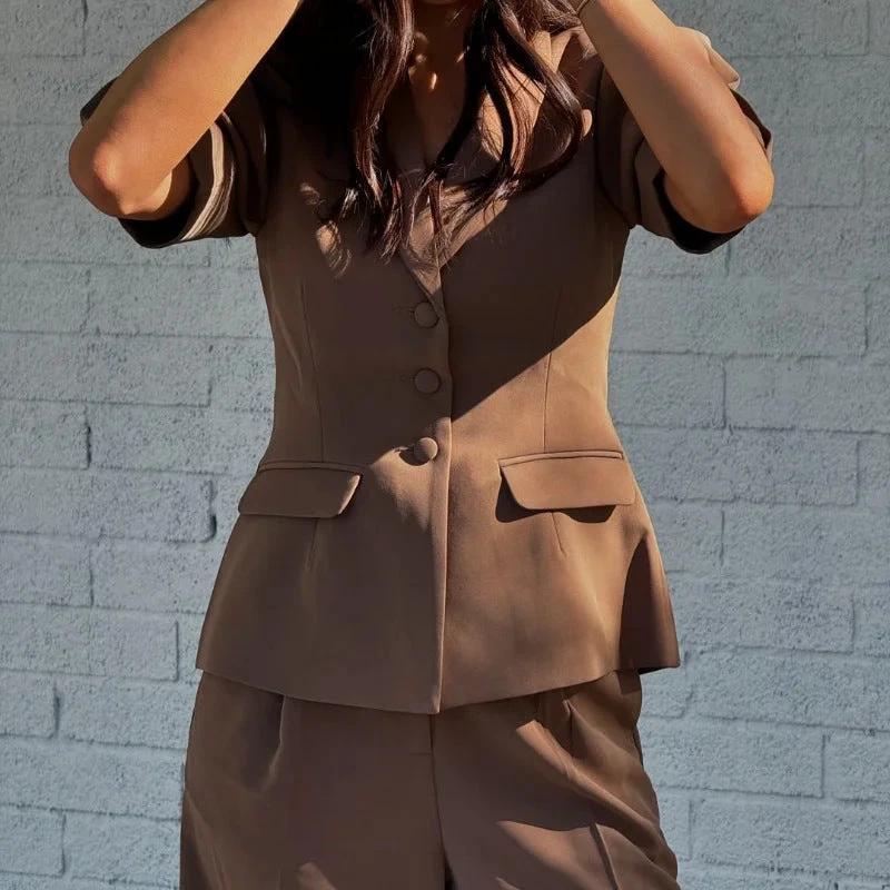 Wide Leg Short Sleeve Suit