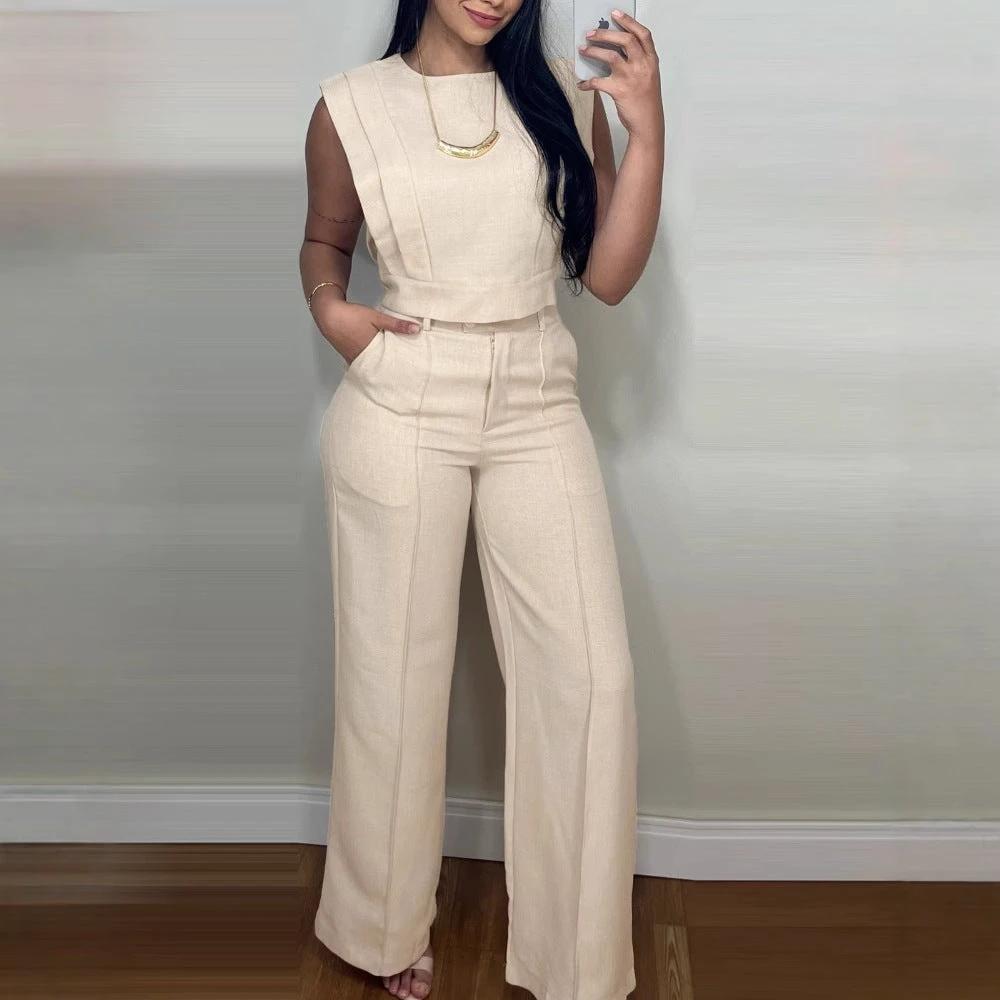 Elegant Sleeveless Top & Trousers Set