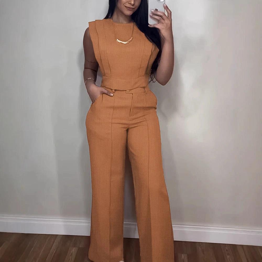 Elegant Sleeveless Top & Trousers Set