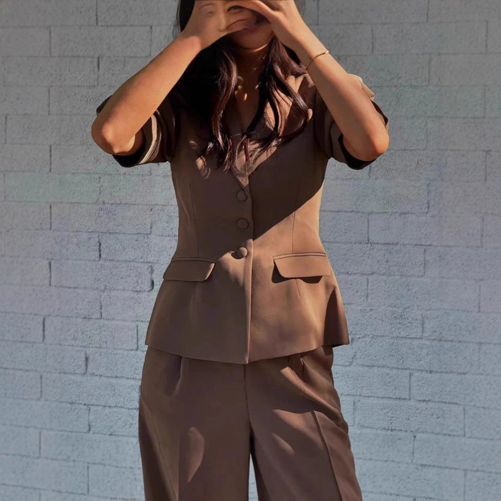 Wide Leg Short Sleeve Suit