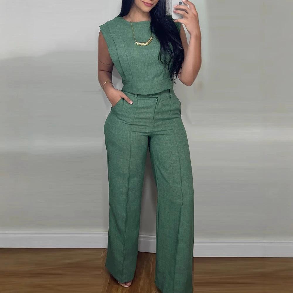 Elegant Sleeveless Top & Trousers Set