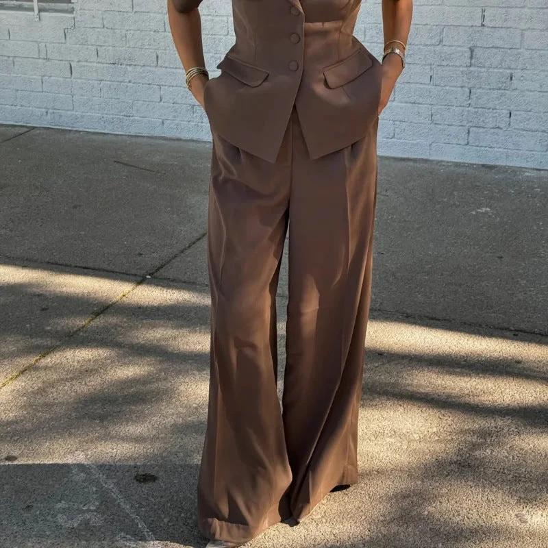 Wide Leg Short Sleeve Suit