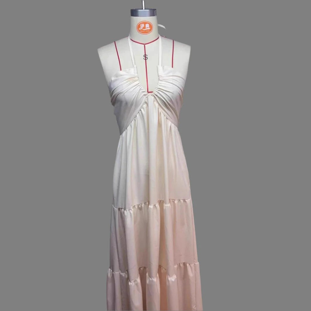 Halter Flowy Maxi Dress w/Tie back