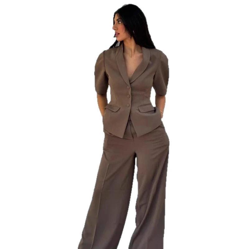 Wide Leg Short Sleeve Suit