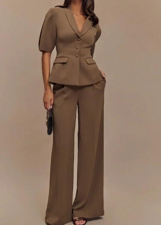 Wide Leg Short Sleeve Suit