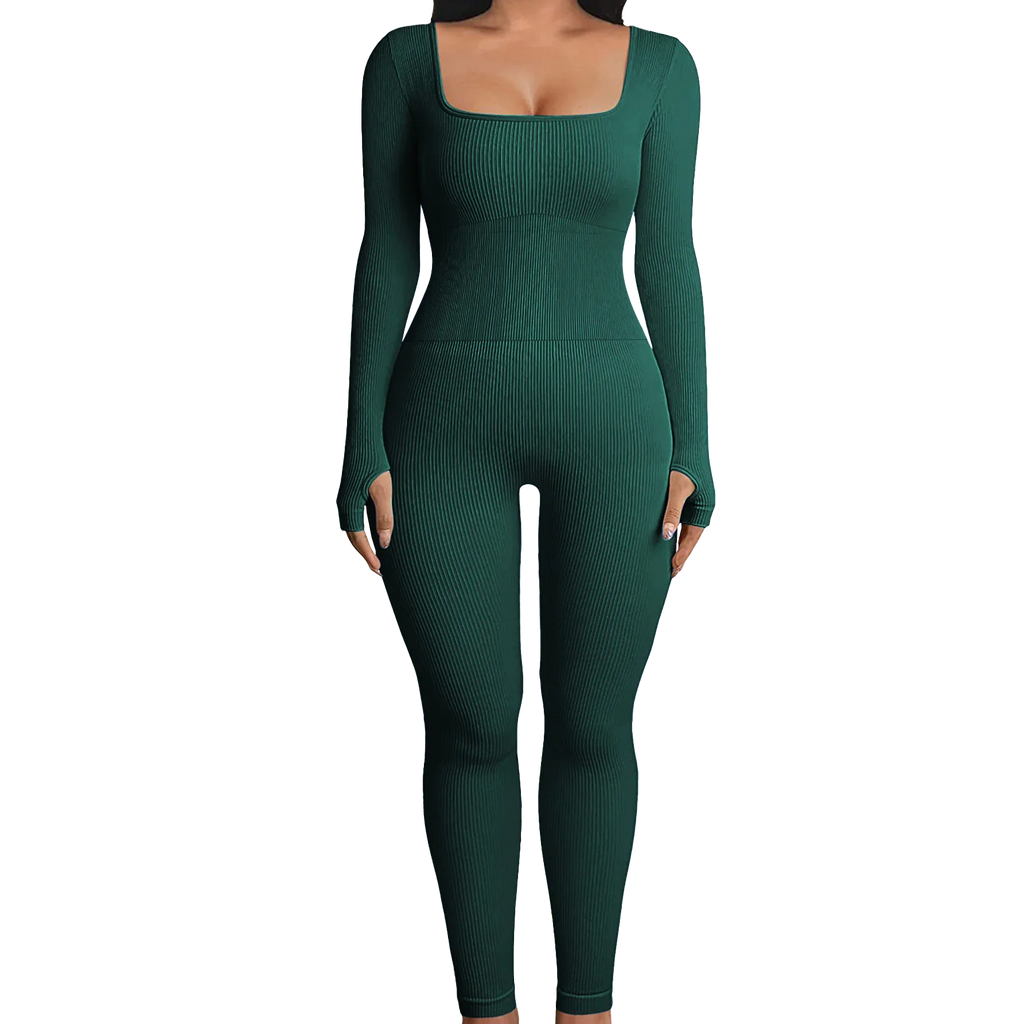 Sleek and Stylish  Ribbed Yoga Jumpsuit