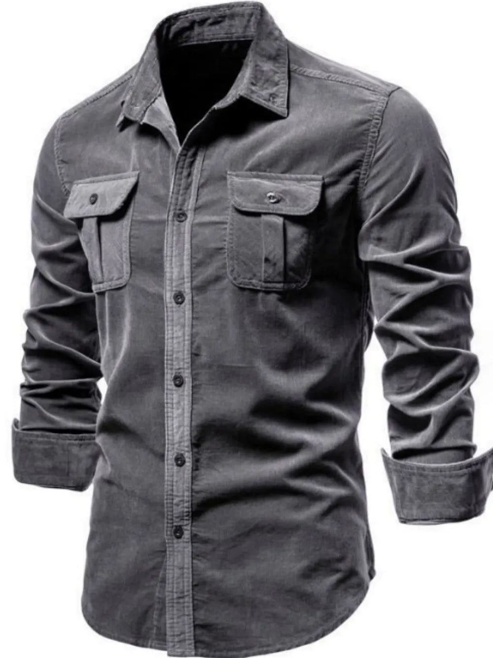 Men's Collared Neck Button Down Shirt w/Chest Pockets