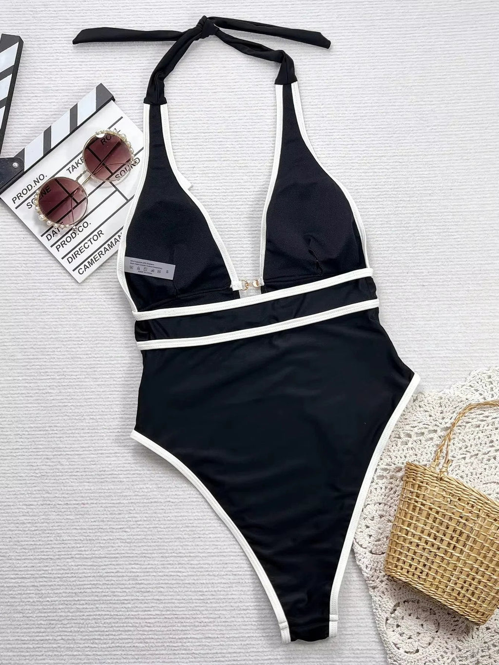Elegant Deep V One Piece Swimsuit