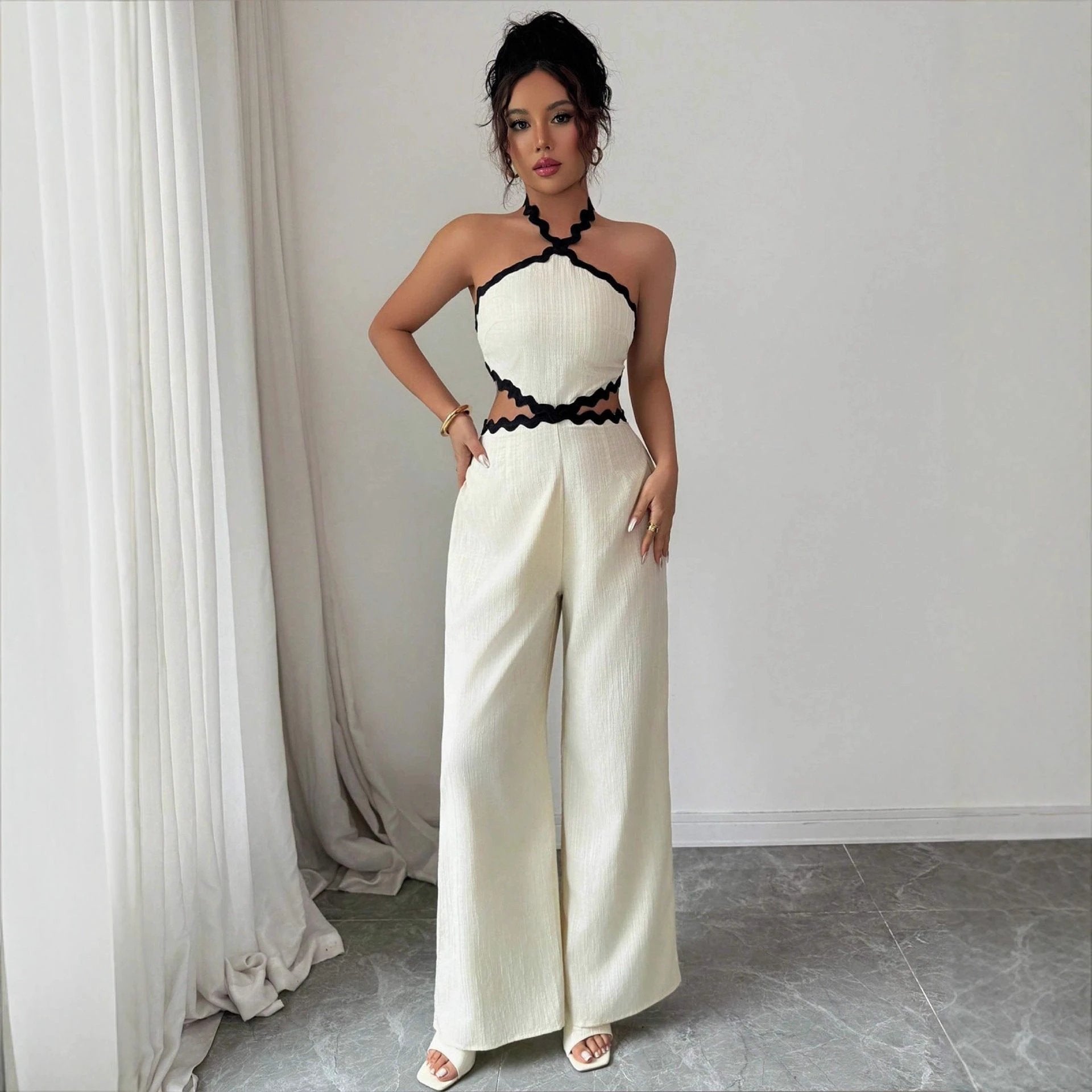 Women's Fashionable Wave Lace Jumpsuit