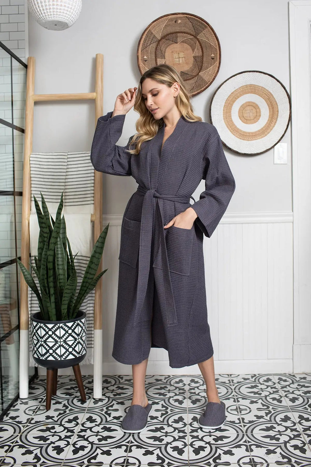 Women's Lightweight Waffle Robe, Quick-Dry Spa Comfort