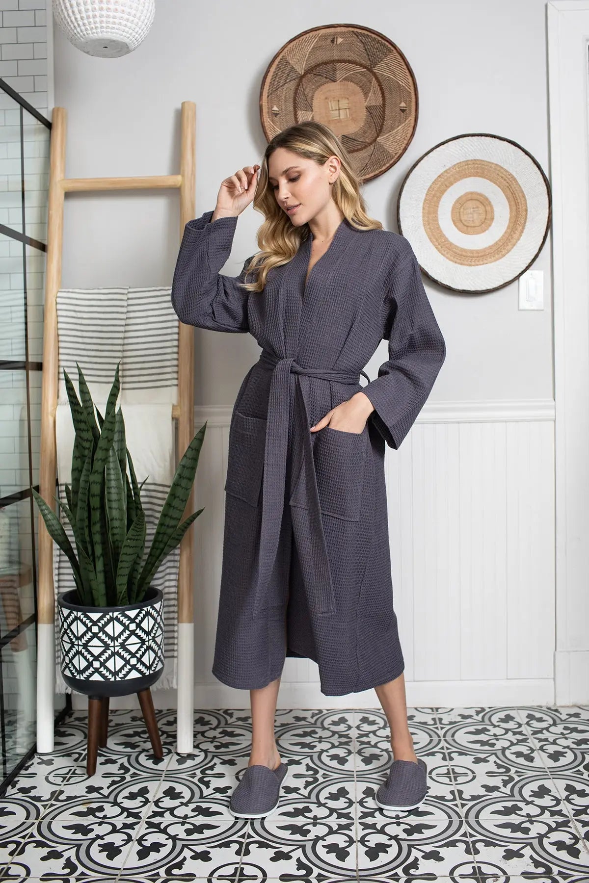 Women's Lightweight Waffle Robe, Quick-Dry Spa Comfort